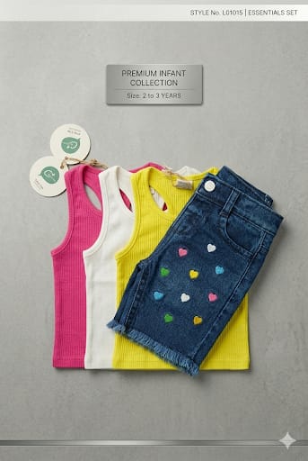 pack of 2 tank tops 2-3 years Pack of three Imported Tank Tops For Baby Girls - Image 1