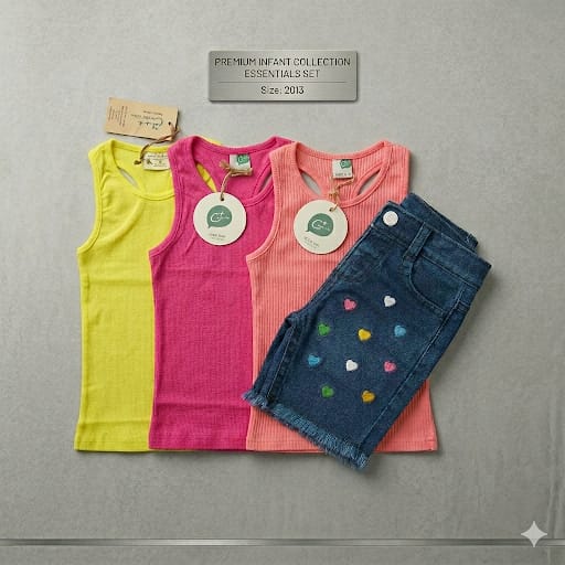 pack of 3 tank tops (2) Pack of three Imported Tank Tops For Baby Girls - Image 1