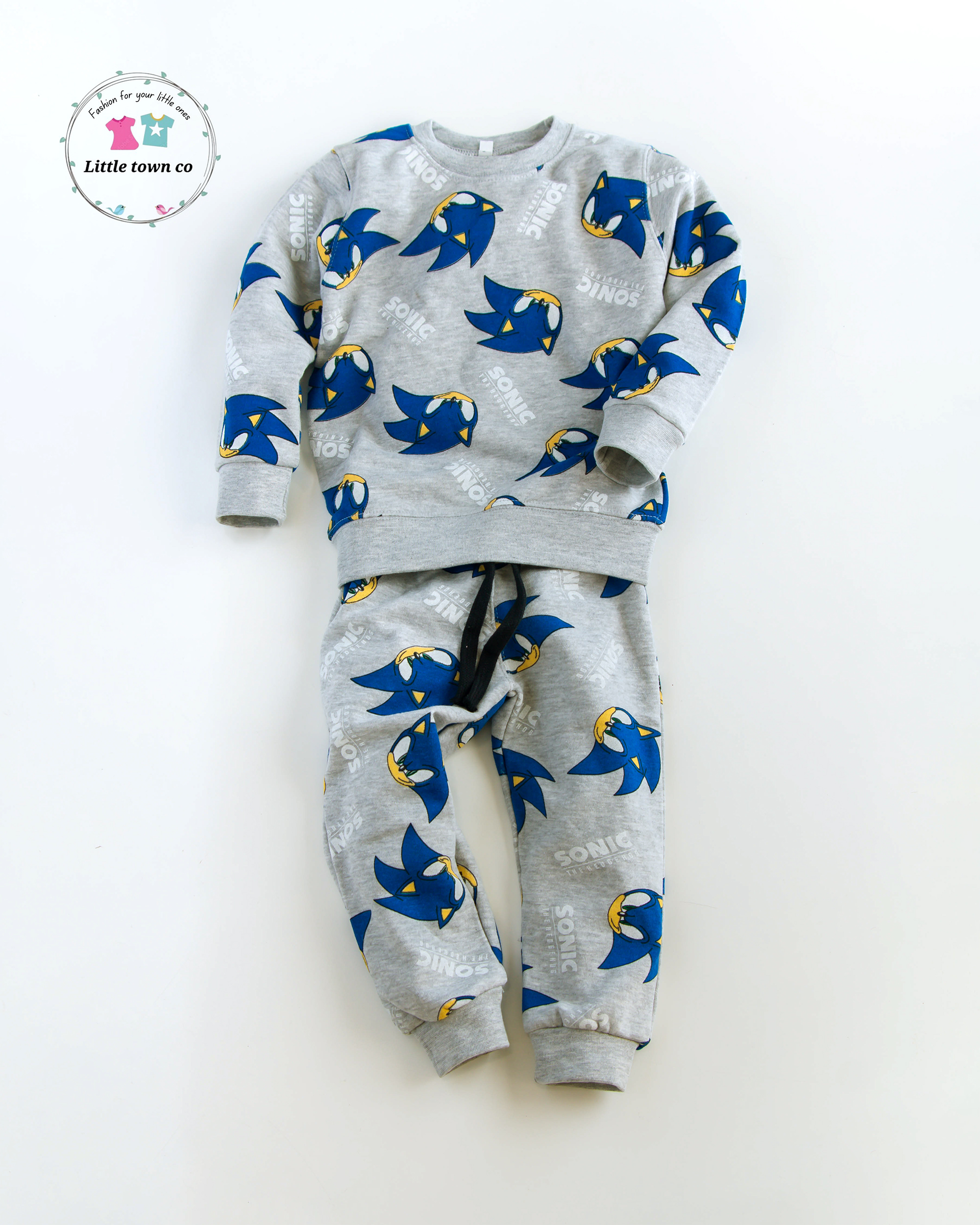 1 (6) (2) Sonic Print Kids Terry Tracksuit - Image 1