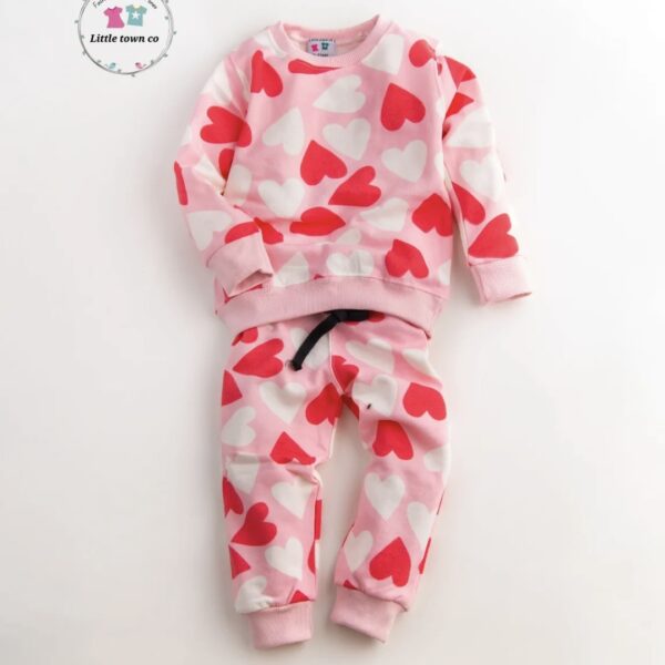 LTC125 Hearts Print Fleece Tracksuit for girls