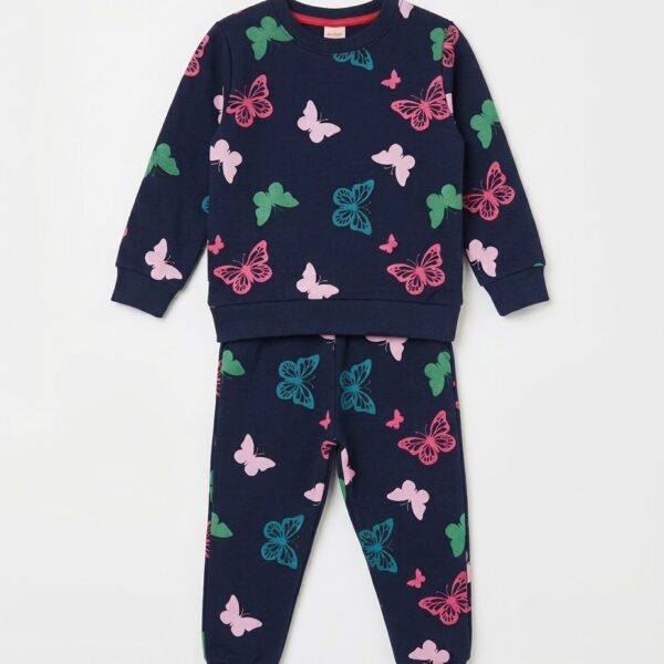 Butterfly Print Kids Fleece Tracksuit