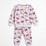 Cute Bows Print Fleece Tracksuit