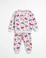 Cute Bows Print Fleece Tracksuit