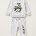 Greyish white mickey mouse tracksuit