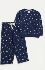 Navy blue flowers printed tracksuit - Image 4