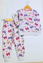 Cute Bows Print Fleece Tracksuit - Image 4