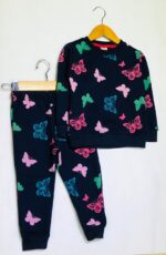 Butterfly Print Kids Fleece Tracksuit - Image 3