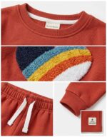 LTC 144 Girls' Rainbow Heart Bouclé Fleece Tracksuit Set – Rust Red / Terracotta - Image 2