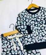 LTC136 Trendy Overall Snow Leopard Print Fleece Tracksuit - Image 4