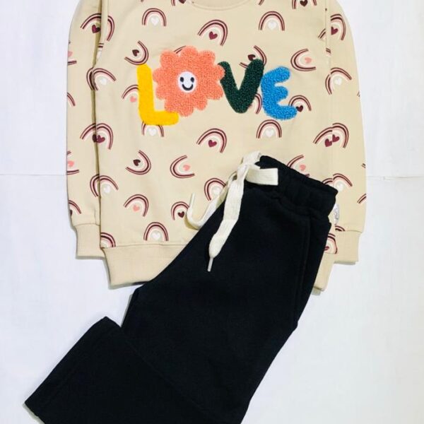 LTC233 Cute Hearts Rainbow Girls Fleece Tracksuit