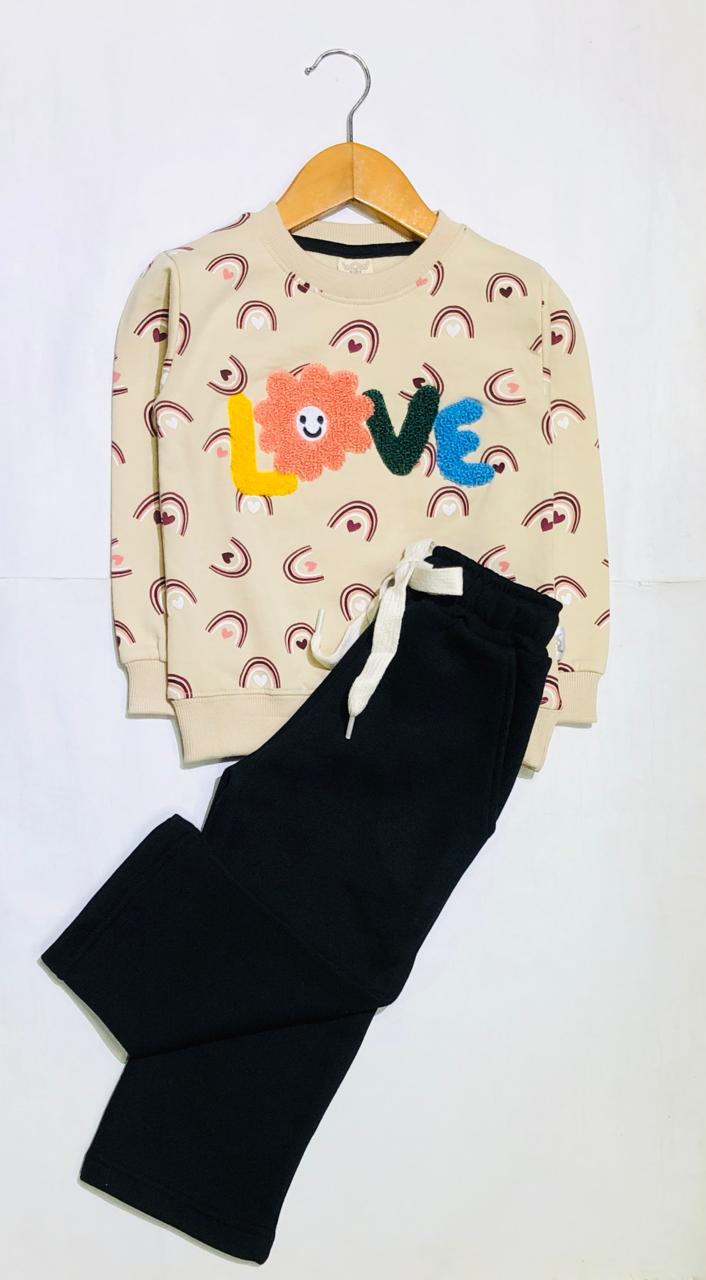love LTC233 Cute Hearts Rainbow Girls Fleece Tracksuit - Image 1